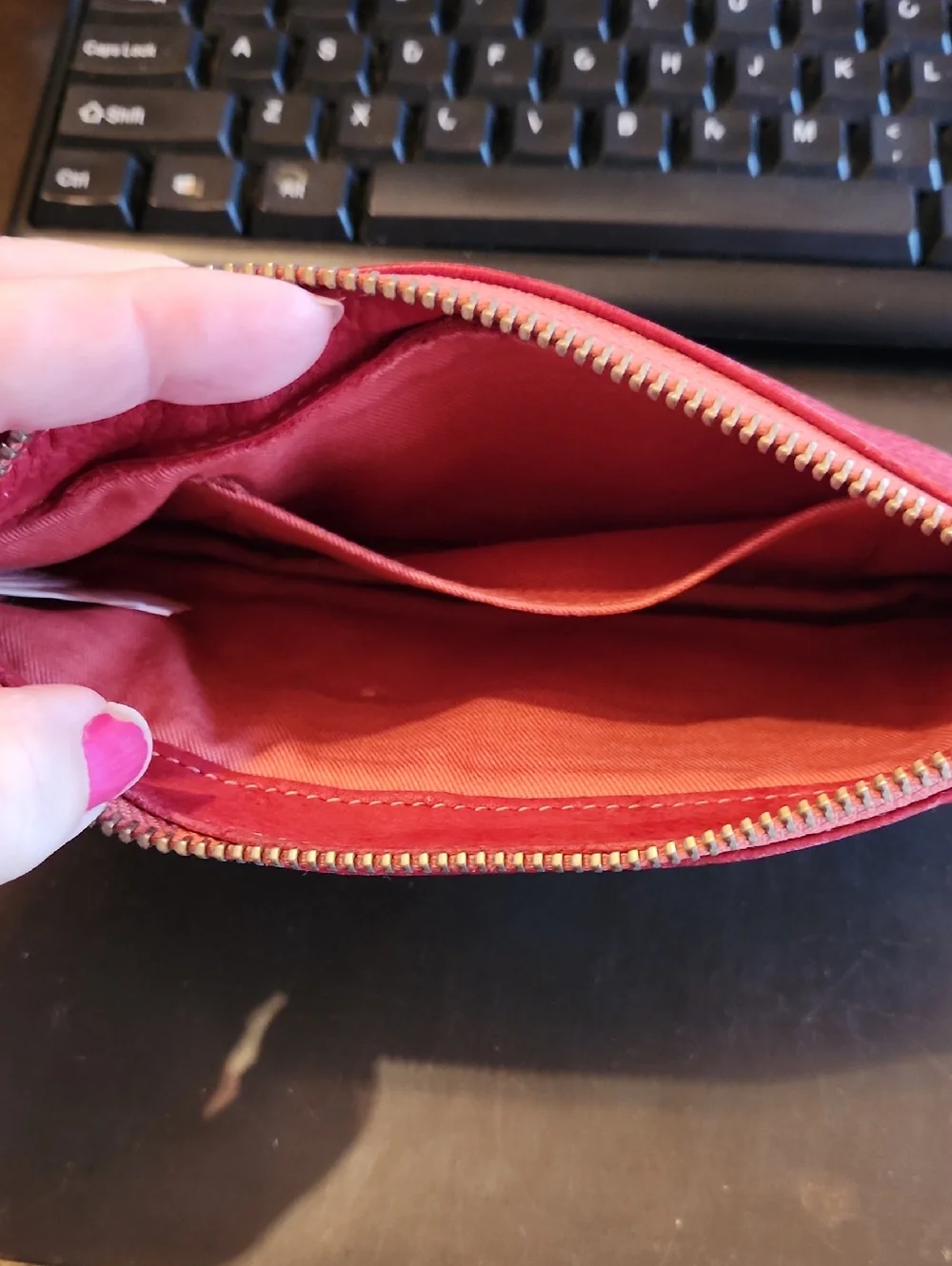 Vintage GAP Red Leather Zip Wallet Clutch